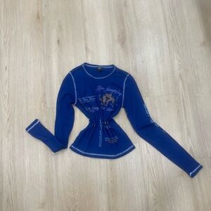 Urban Outfitters blue long sleeve top with fortune 🔮 graphic Size M